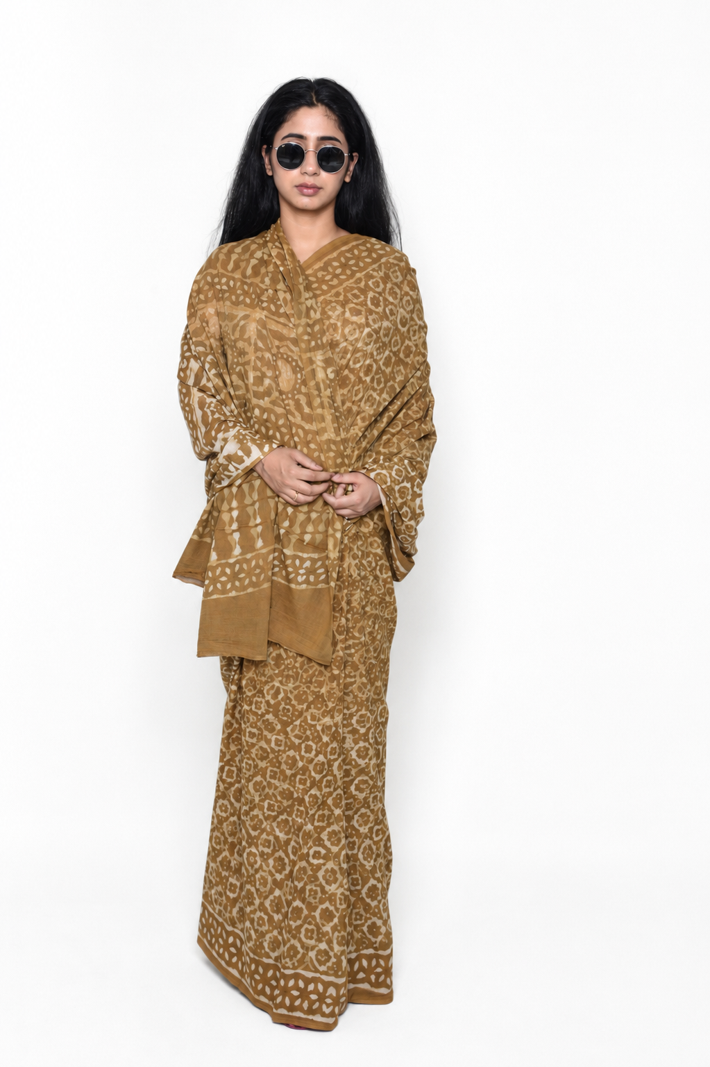 Hand Block Print Pure Mul Cotton Saree with blouse