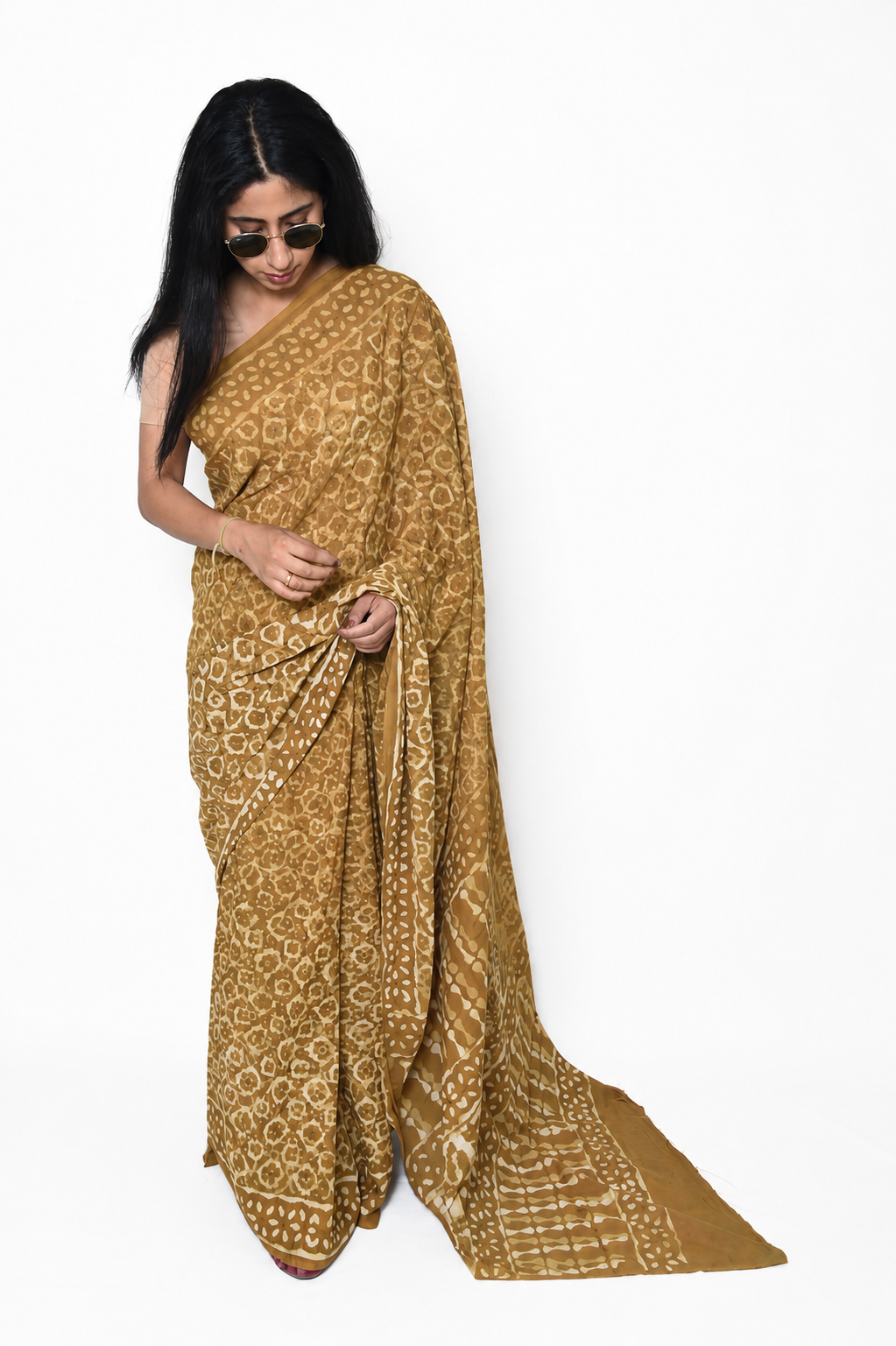Hand Block Print Pure Mul Cotton Saree with blouse