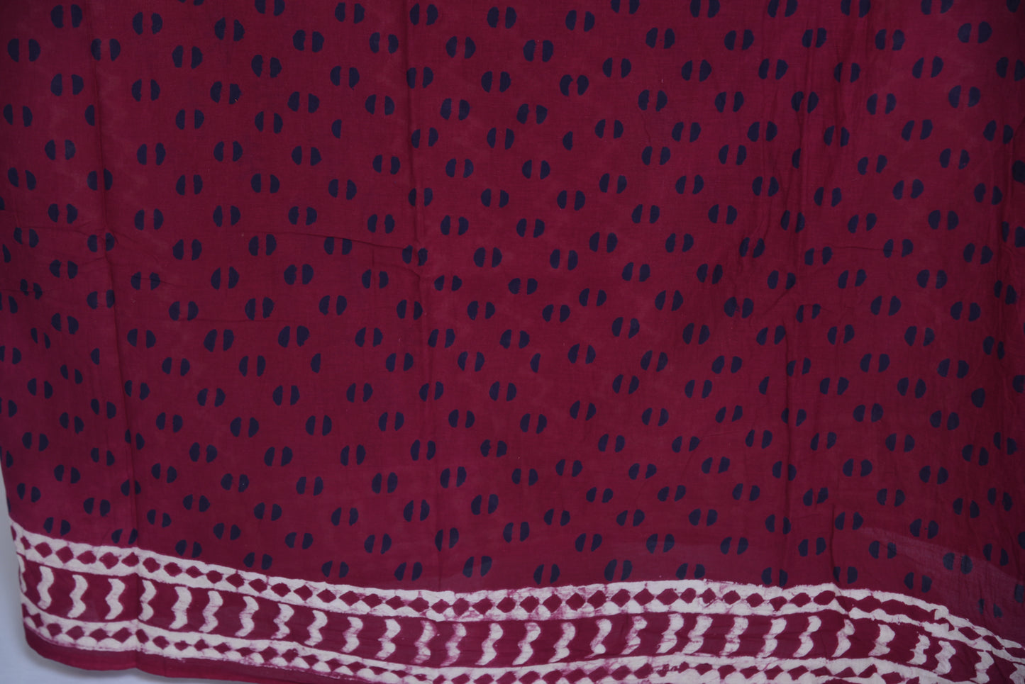 Maroon Hand Block Print Pure Mulmul Cotton Saree with running blouse