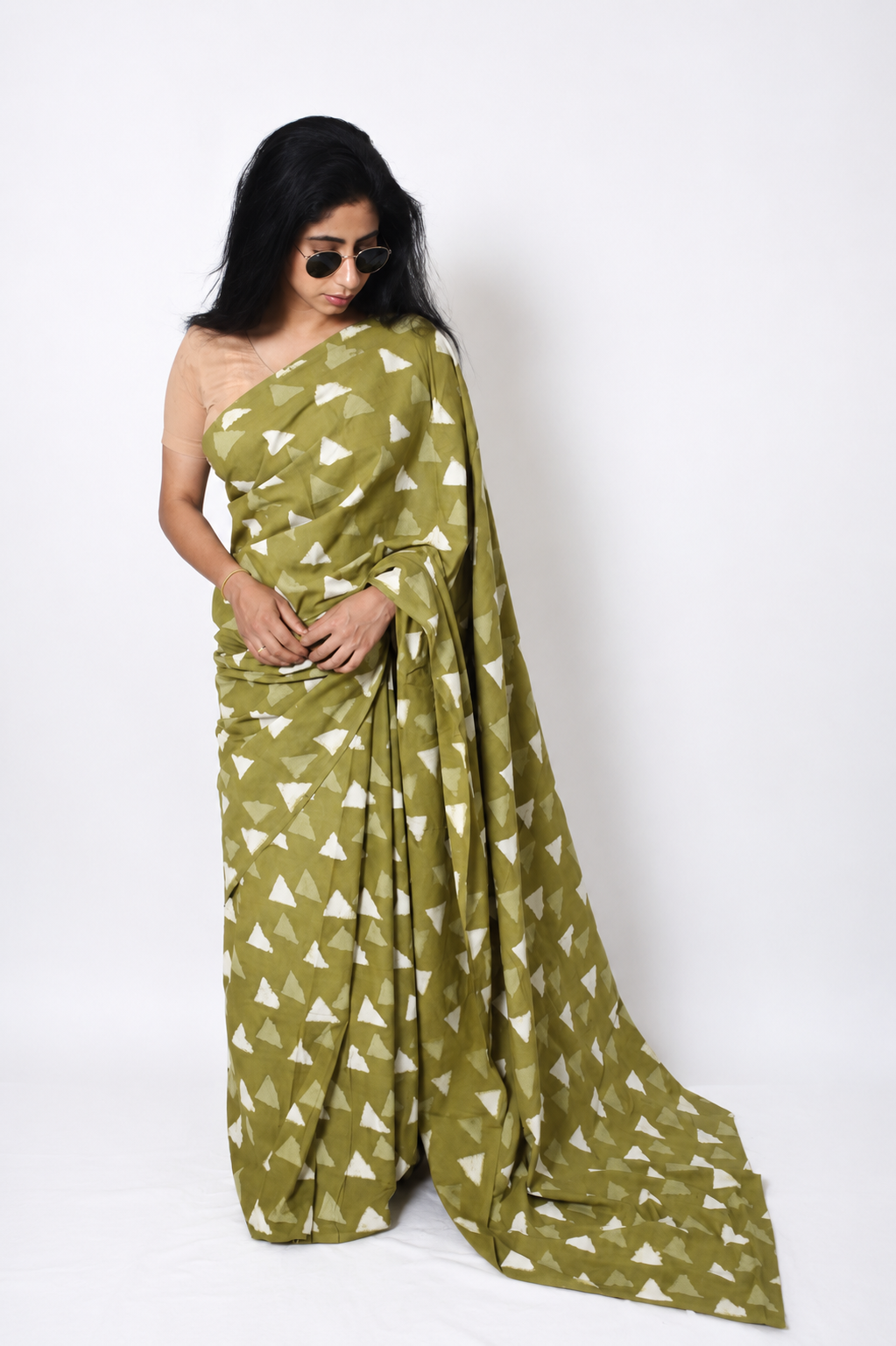 Pure Hand Block Print Cotton Saree with blouse